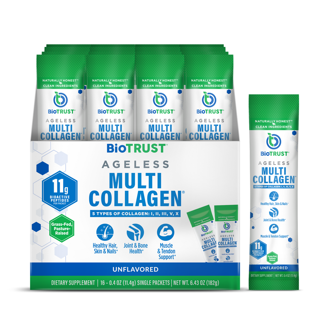 AGELESS MULTI-COLLAGEN® PROTEIN POWDER UNFLAVORED STICK PACK - Image 1 of 6