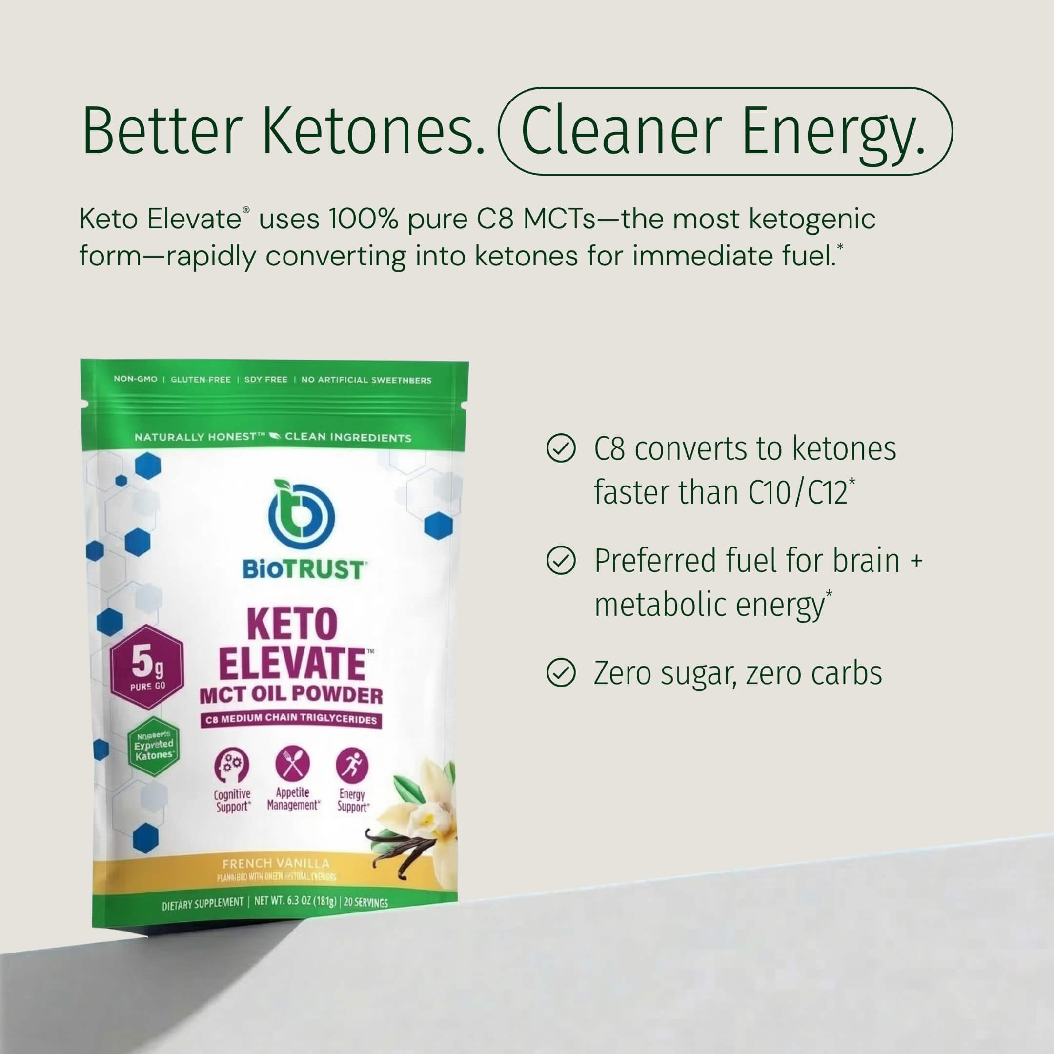 Keto Elevate™ C8 MCT Oil Powder | BioTRUST