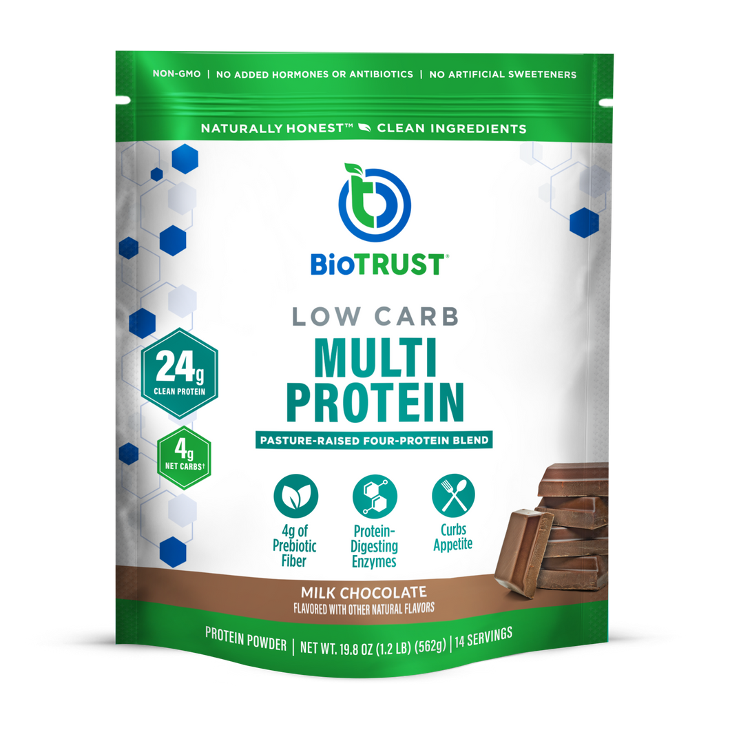 BIOTRUST Low Carb Protein Powder Milk Chocolate Blend Packaging 