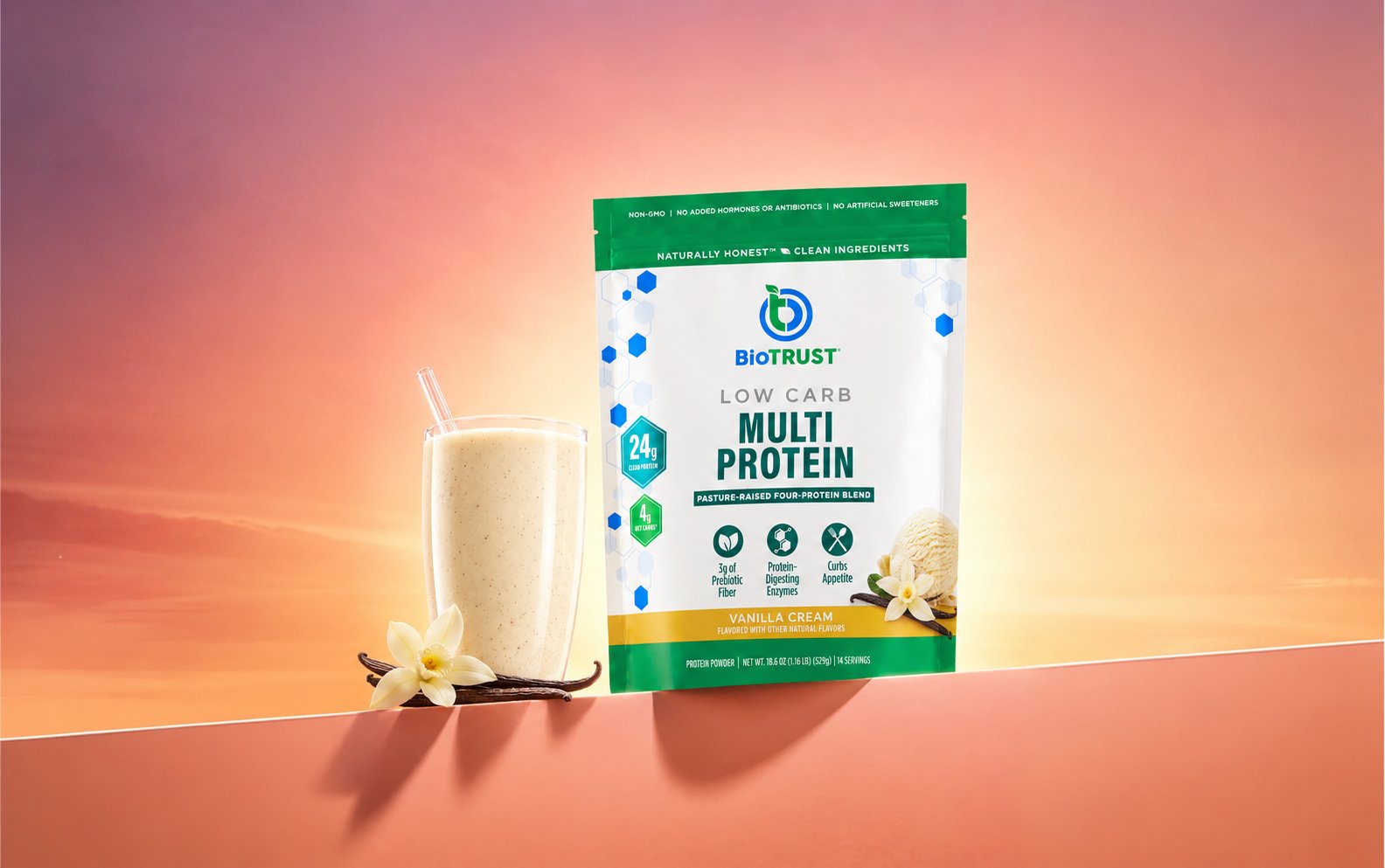 BioTRUST Low Carb Multi Protein in sunrise light