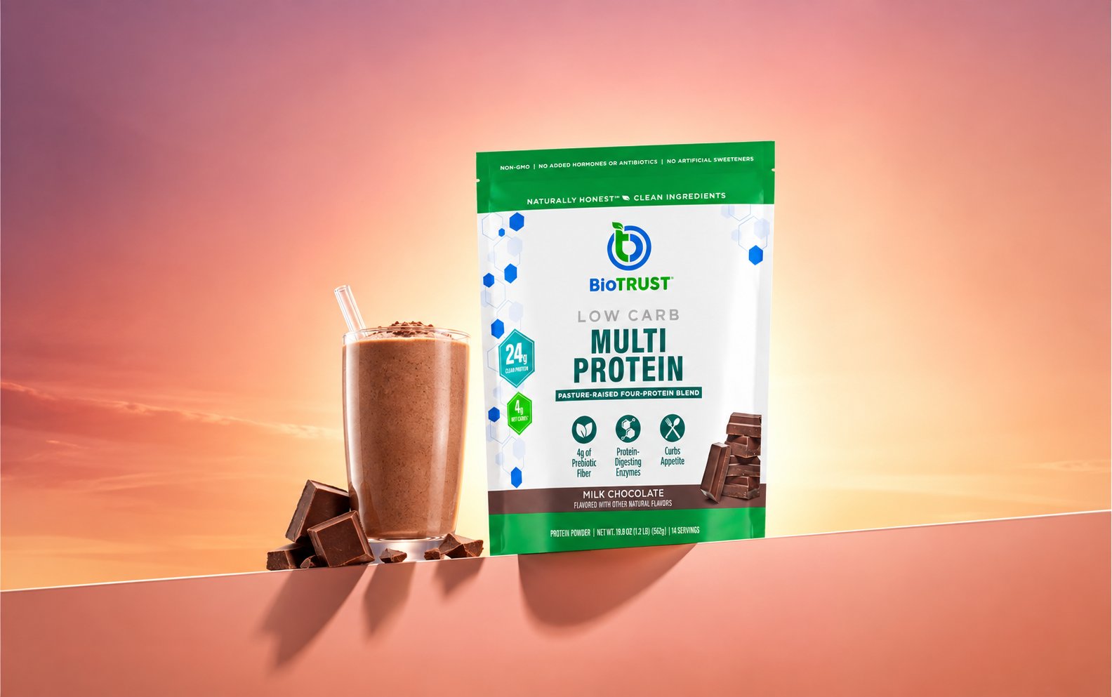 BioTRUST Low Carb Multi Protein in sunrise light