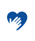 Hand over heart in a hexagon icon