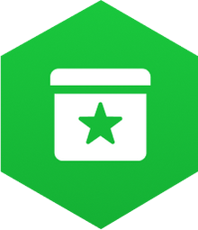 Green hexagon with package icon