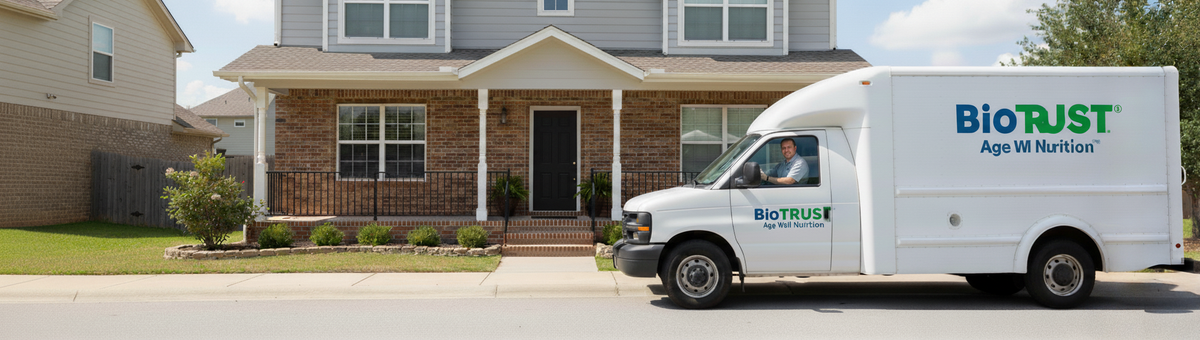 BioTrust van parked in front of a house