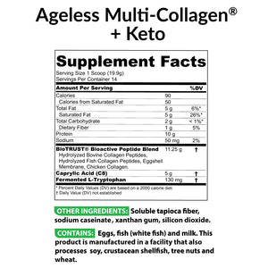 Ageless Multi-Collagen + Keto Supplement Facts