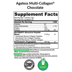 Ageless Multi-Collagen Chocolate Supplement Facts