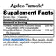 Ageless Turmeric Supplement Facts